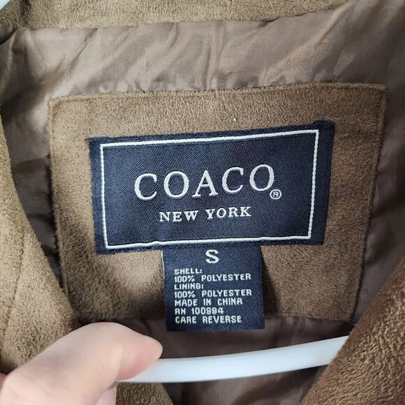 Coaco New York Lined Button Up Suede Car Coat Brown Size Small - Picture 3 of 12